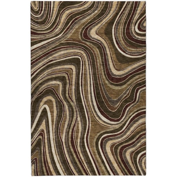 Dream Shag Premium Machine Washable Abstract ADS756 Fudge 9 ft. x 12 ft. Area Rug