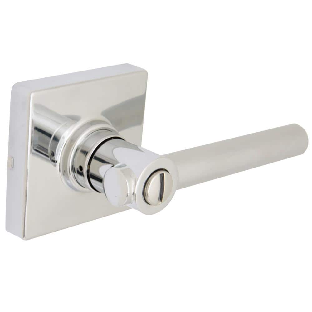 Defiant Highland Bright Chrome Bed and Bath Door Handle with Square Rose 32LD8201A - The Home Depot