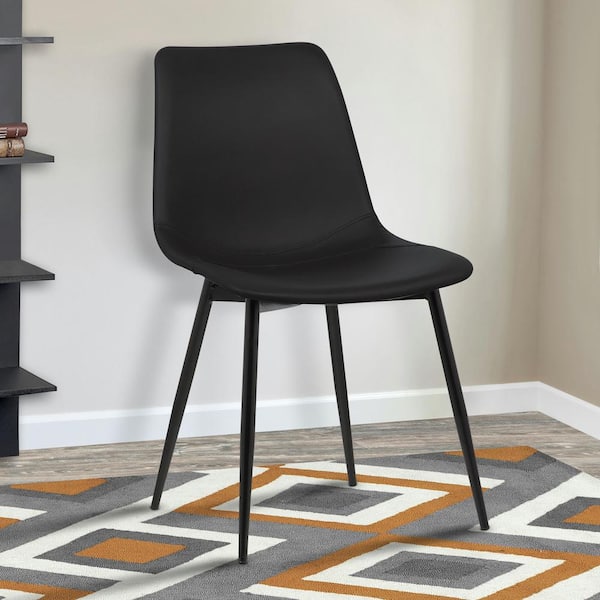 Armen Living Monte 32 in. Black Faux Leather and Black Powder Coated Finish Contemporary Dining Chair