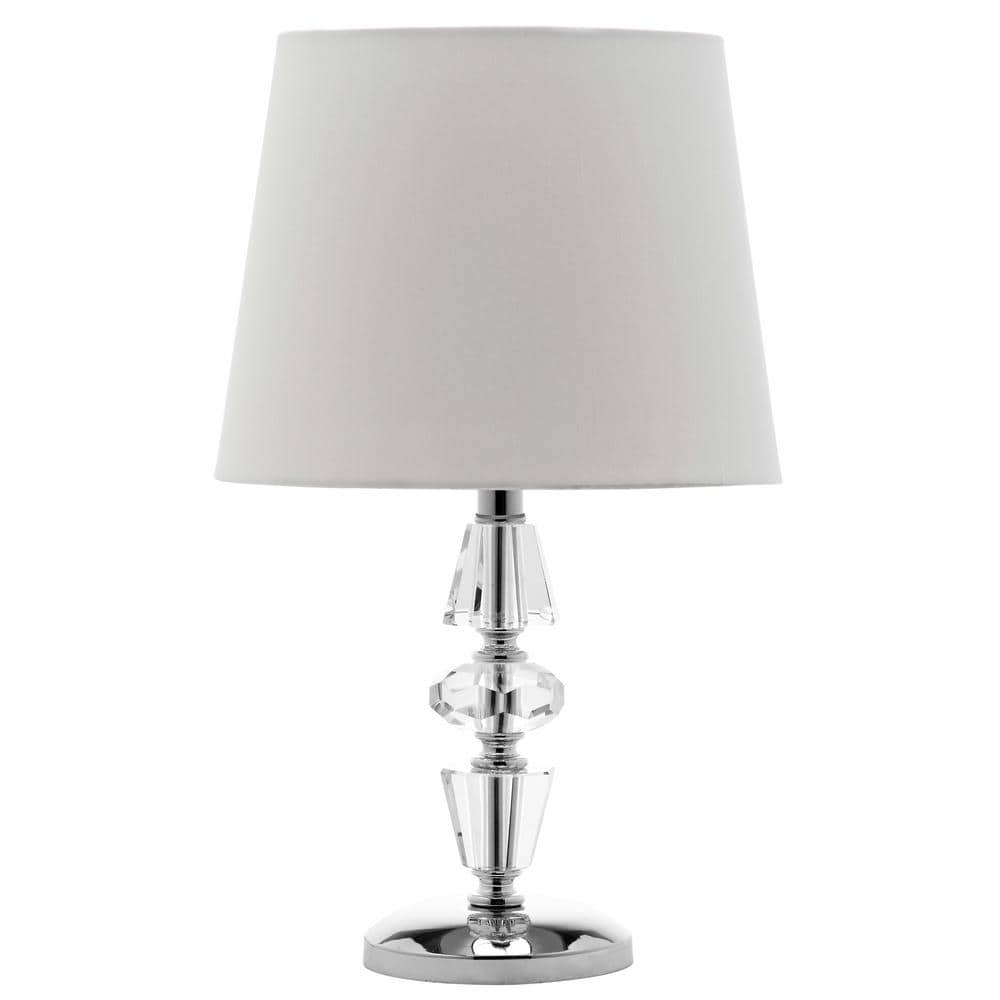 Crescendo Art Deco 16" Tiered Crystal Table Lamp with Off-White Shade