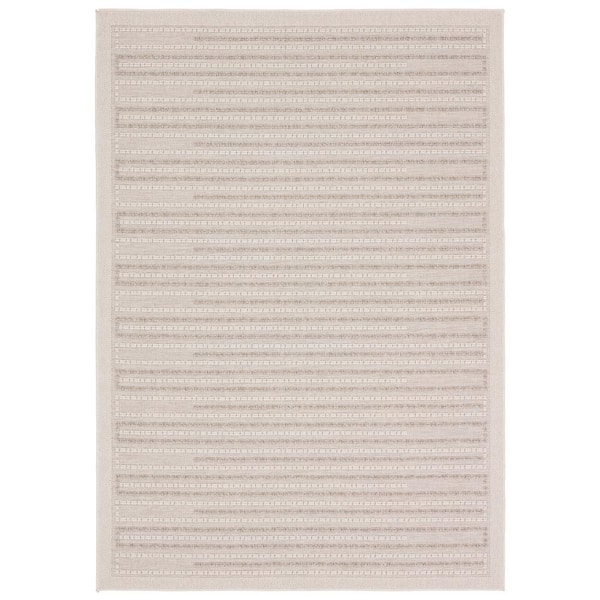 Vibe Theorem Taupe/Cream 2 ft. x 3 ft. Striped Polypropylene Indoor/Outdoor Area Rug