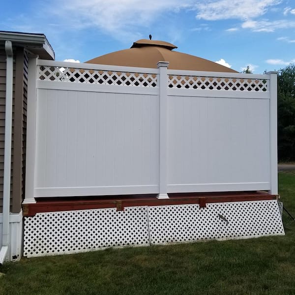 Weatherables Ashton 72 in. H x 132 ft. L White Vinyl Complete Privacy Fence with Lattice Project Pack