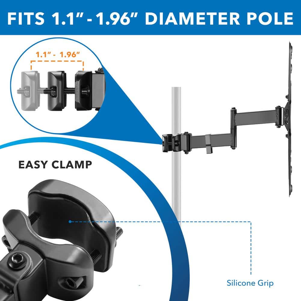 Mount-It! Black Steel Full Motion TV Pole Mount for 32-55 Inch Screens