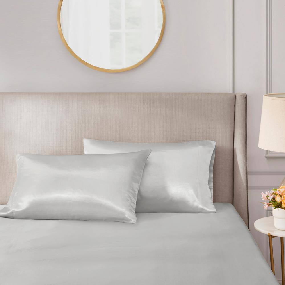 Light Gray Satin Standard Pillowcase Set