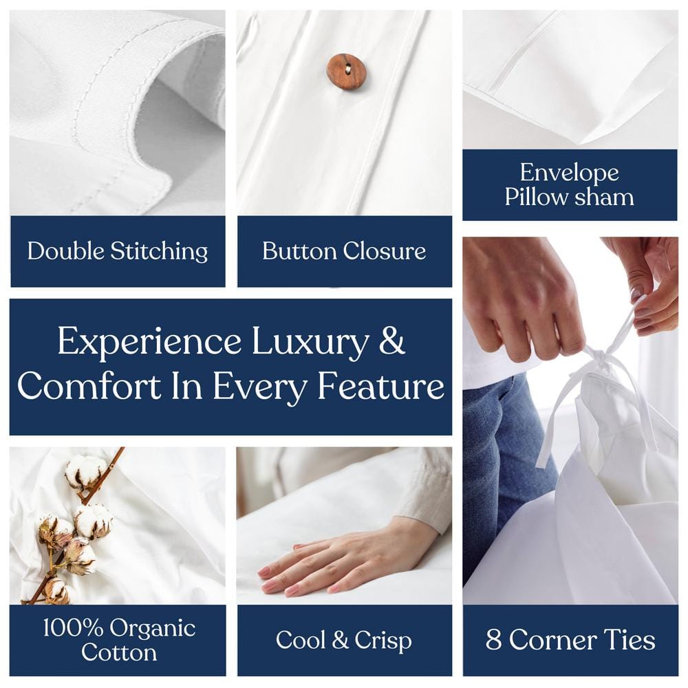 King Midnight Blue Organic Cotton Percale Duvet Set