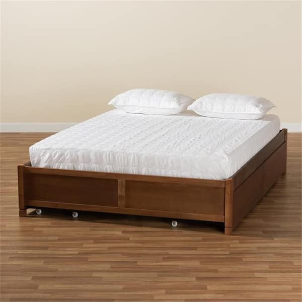 Brown Frame Queen Size Platform Bed, Durable Platform Bed for All Spaces, Space-Saving Modern Platform Bed