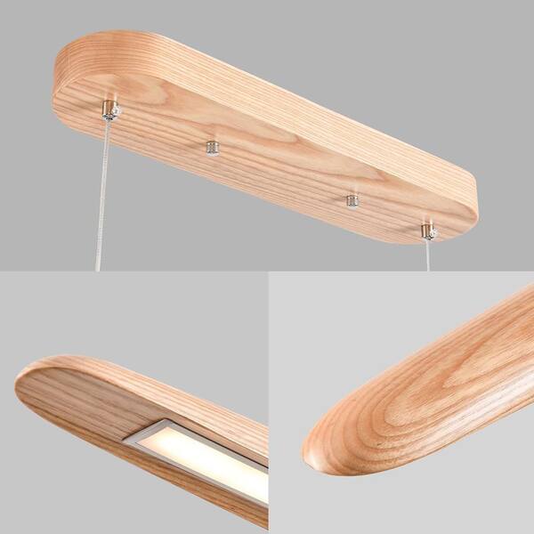36-Watt 1 Light Yellow Integrated LED Pendant Light with Wood