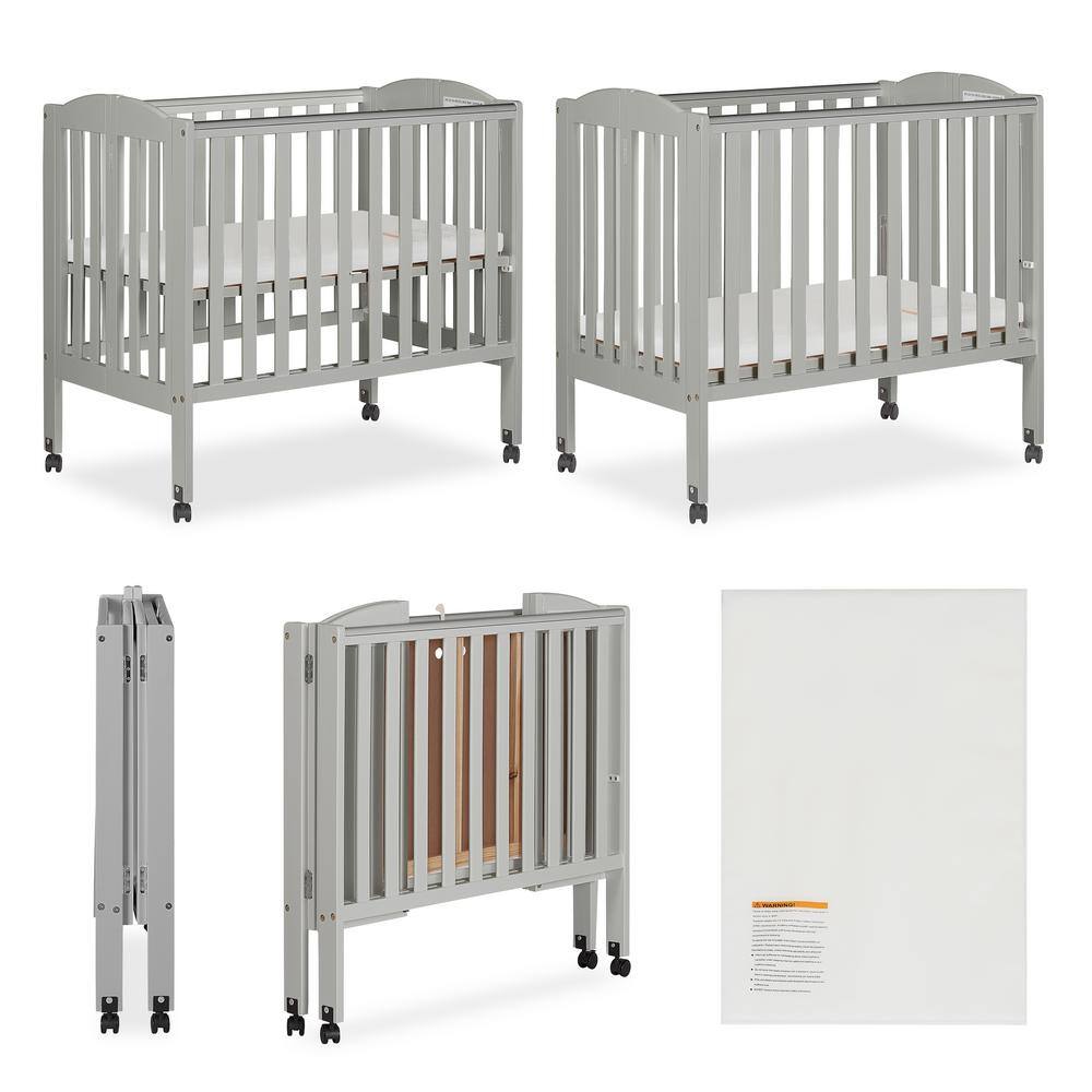 Cool Gray Pine 2-in-1 Folding Portable Mini Crib