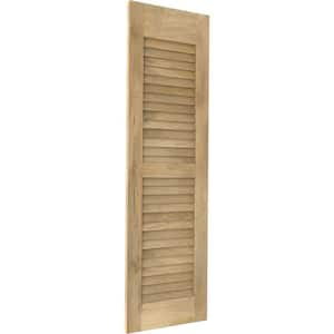 18 in. W x 35 in. H Americraft 2-Equal Louver Exterior Real Wood Shutters Pair in Unfinished