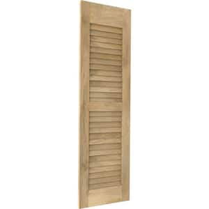 18 in. W x 72 in. H Americraft 2-Equal Louver Exterior Real Wood Shutters Pair in Unfinished