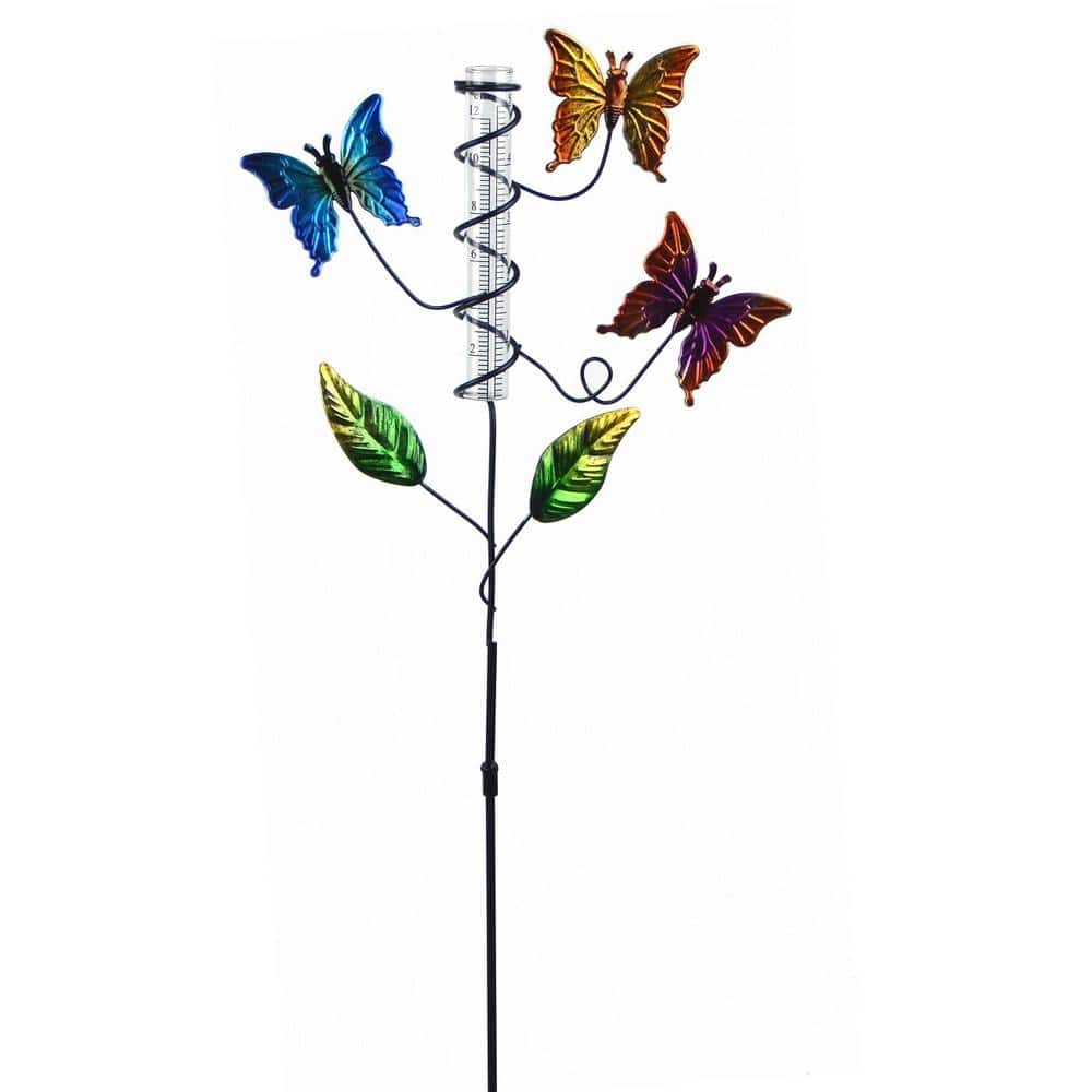5 in. Capacity Rain Gauge Butterfly Glass Stake