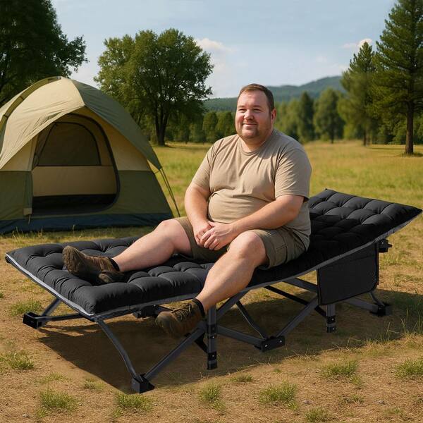 XXL Folding Camping Cot 78 in. L x 32 in. W Oversized Large Folding Guest Bed Cots Heavy Duty Outdoor Bed