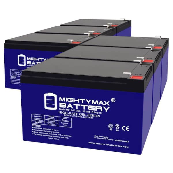 MIGHTY MAX BATTERY 12V 15AH GEL F2 Replacement Battery Compatible with MX500 MX650, W15128190003-6 Pack
