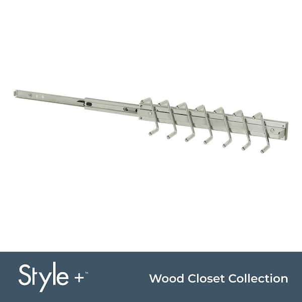 Style+ 14 Hook Satin Nickel Sliding Tie and Belt Rack