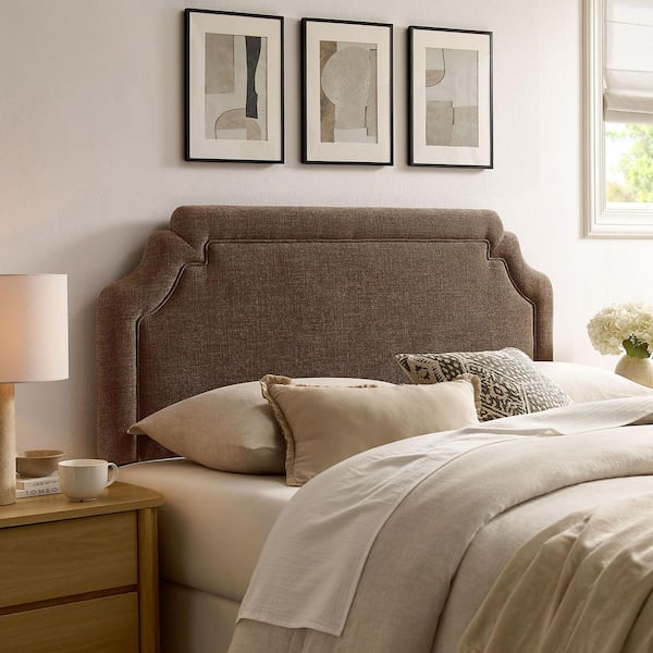 Magnolia King Size Upholstered Fabric Headboard in Mocha Brown