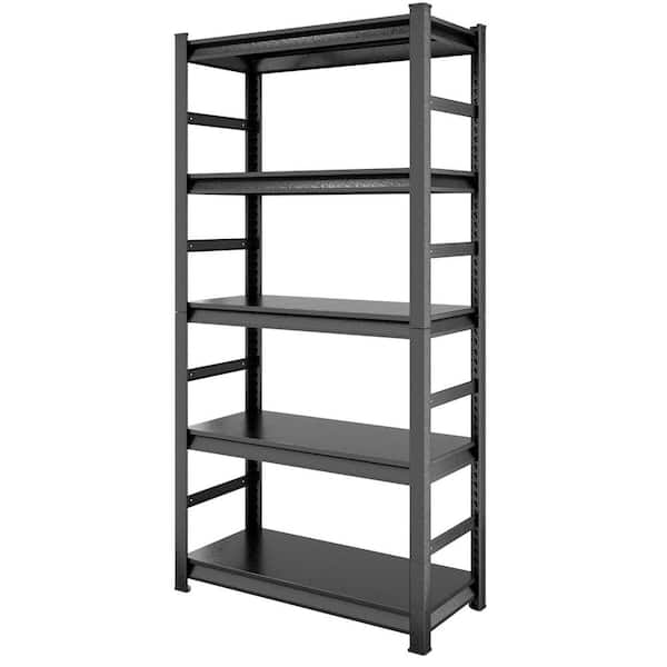 63H 5-Tier Adjustable Heavy Duty Metal Shelving, Storage Shelves, 2000 lbs. Load, Kitchen, Garage, Pantry in Black