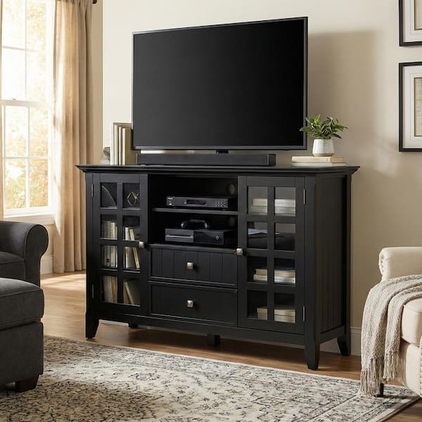 Simpli Home Acadian Solid Wood 53 in. Wide Transitional TV Media