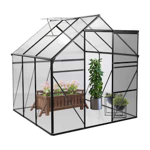 6 ft. x 6 ft.-Black Polycarbonate Greenhouse Raised Base and Anchor Aluminum Heavy Duty Walk-in Greenhouses, All Season