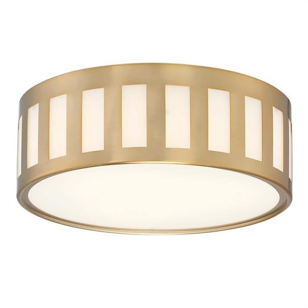 Vibrant Gold Glass Drum Flush Mount Ceiling Light