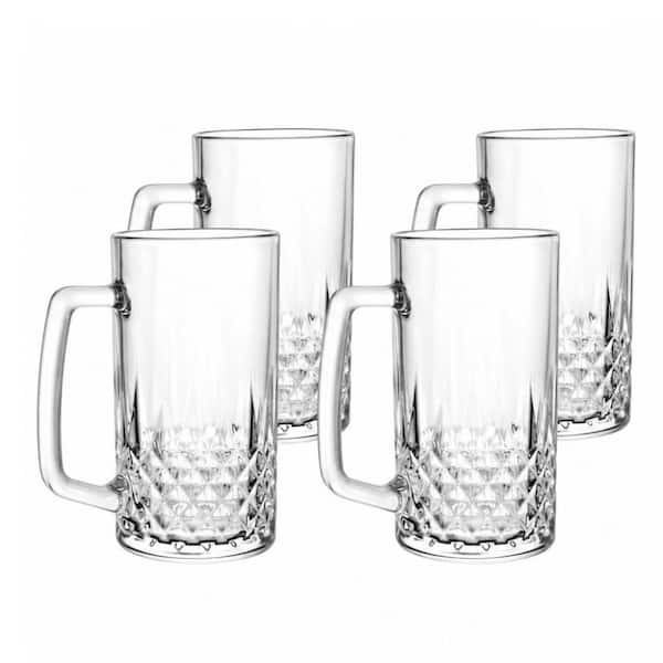4-Pack 20 oz. Beer Mugs for Freezer, Large Heavy Glass Mugs with Handles, Best Gifts for Dad Husband or Friends