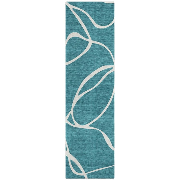 Chantille Machine Washable Indoor/Outdoor Abstract ACN999 Teal 2 ft. 3 in. x 7 ft. 6 in. Area Rug