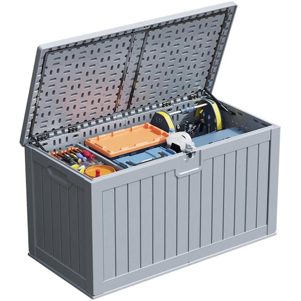 230 gal. Resin Outdoor Storage Deck Box in Gray