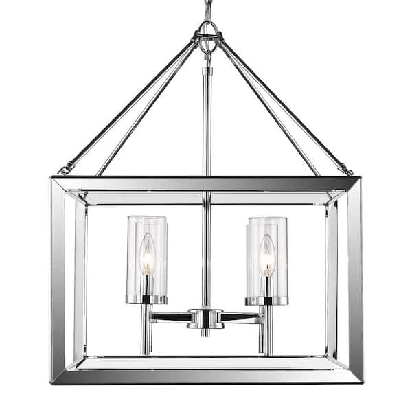 Golden Lighting Smyth 4-Light Chrome Chandelier with Clear Glass Shade