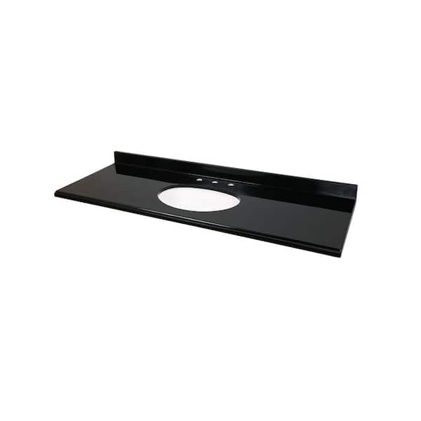 St. Paul 61 in. Colorpoint Technology Vanity Top in Black with White Undermount Bowl-DISCONTINUED