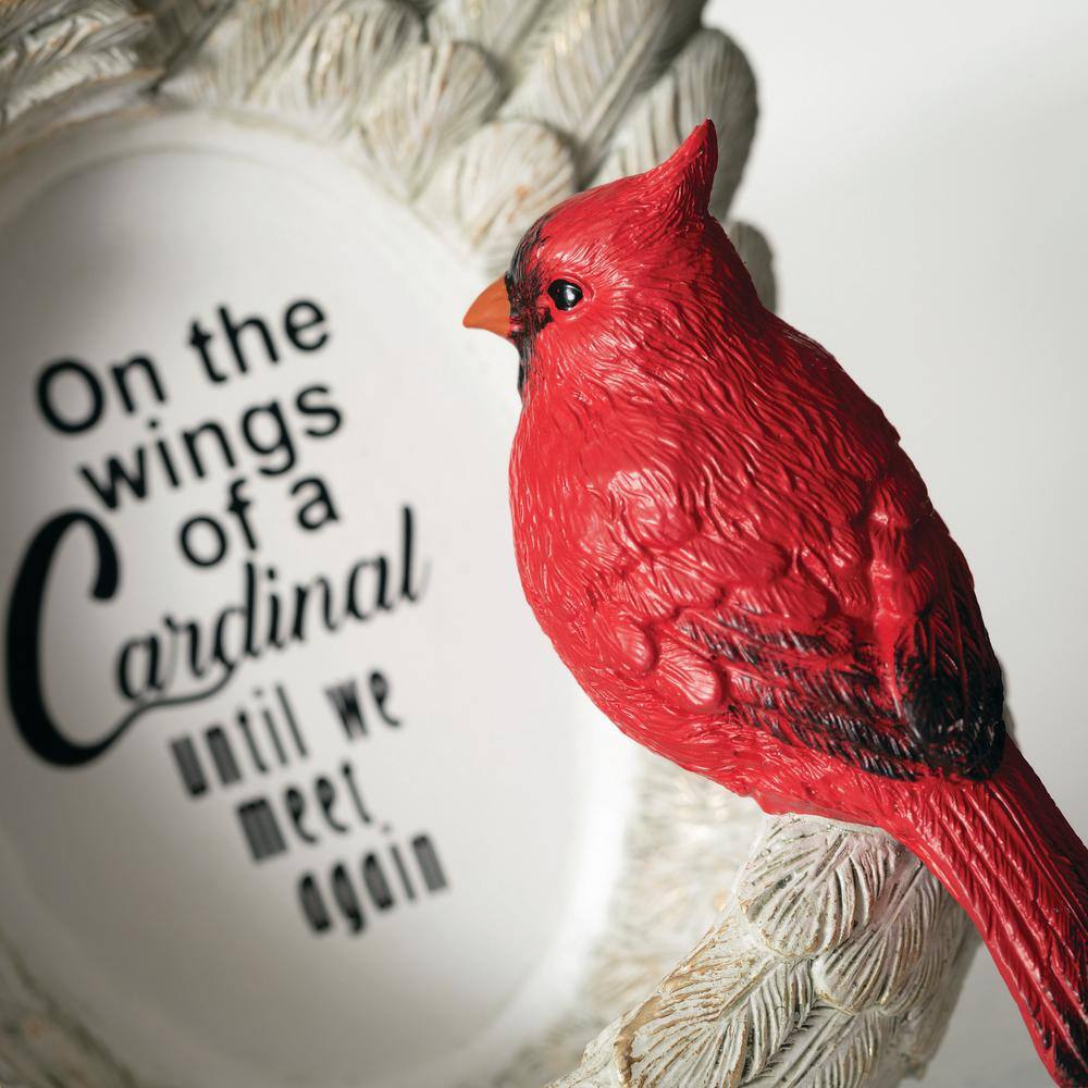 Gray and Red Resin Cardinal Wing Memorial Figurine, 6.5"