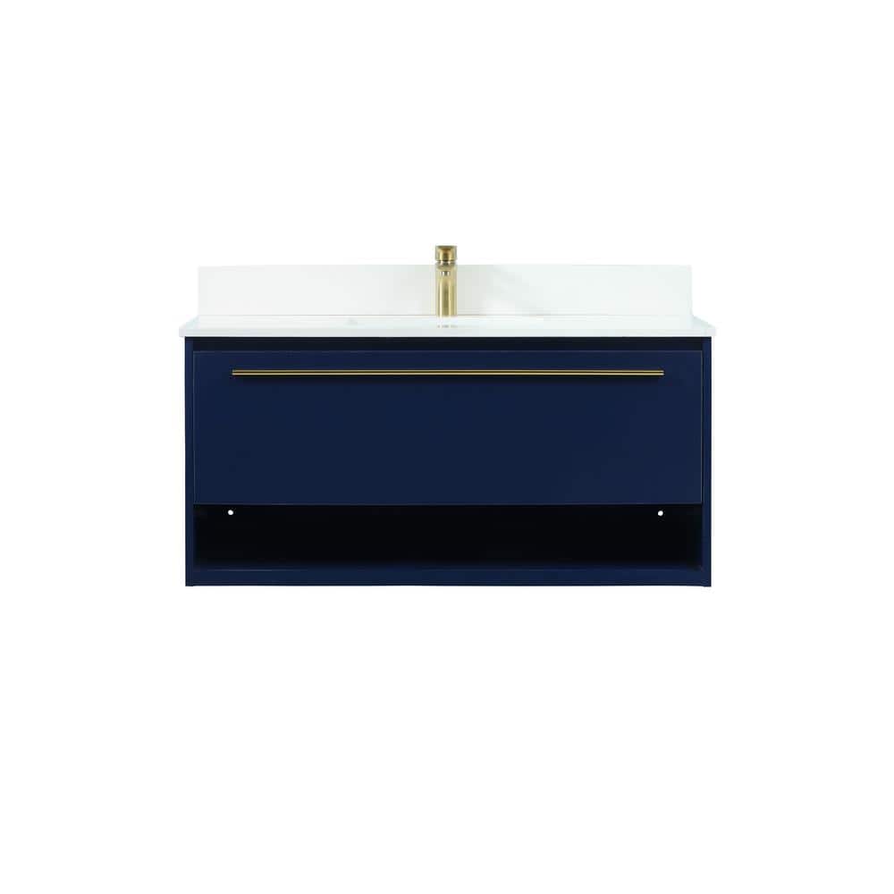 Timeless 40 in. W Single Bath Vanity in Blue with Engineered Stone Vanity T