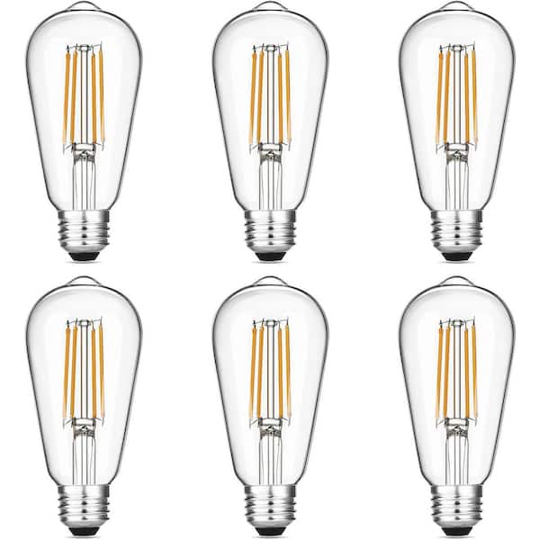 60-Watt Equivalent A50 Vintage LED Edison Bulbs Warm White 2700K (6-Pack)