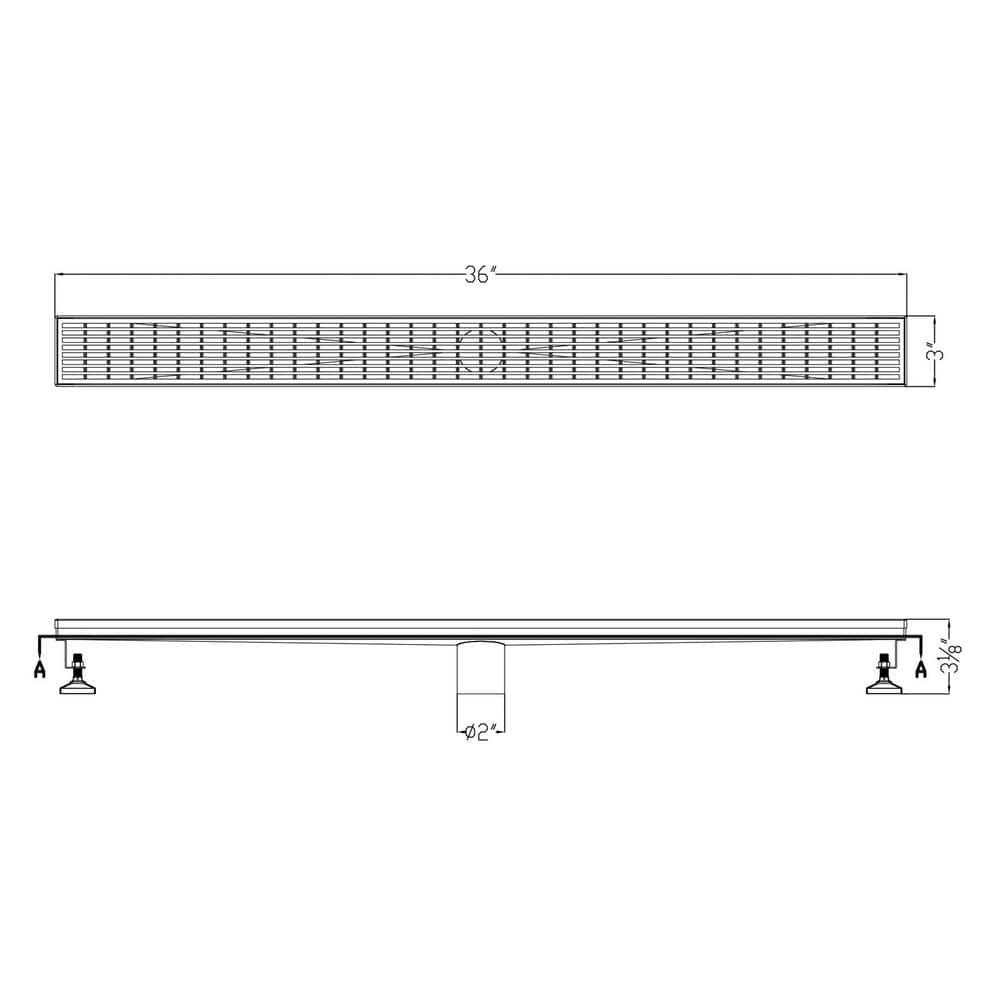 36'' Stainless Steel Linear Shower Drain with Groove Lines