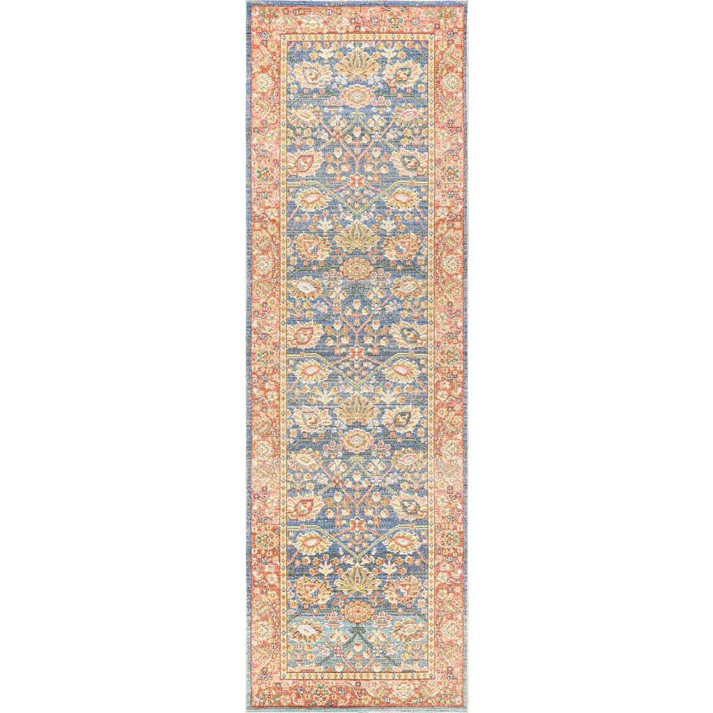 Gray Synthetic Reversible Stain-Resistant Runner Rug 2x8 Feet