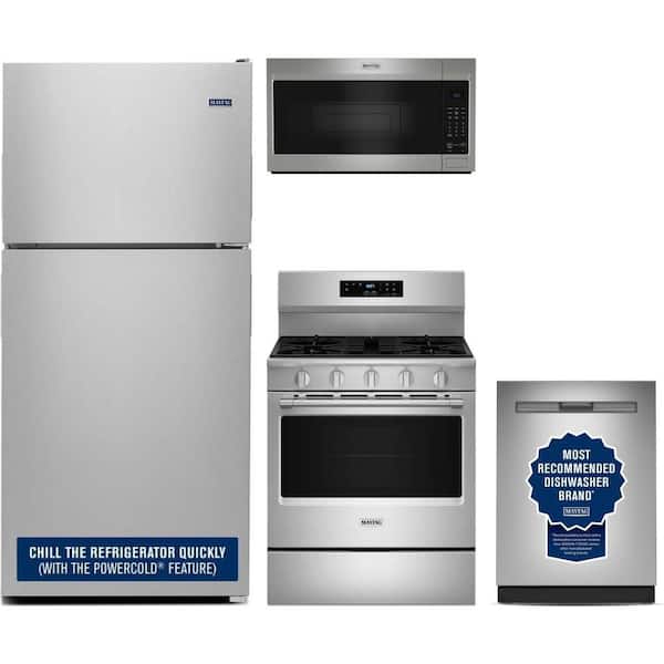 21 cu. ft. Standard Depth Refrigerator with 5 Element Freestanding Gas Range and Dishwasher
