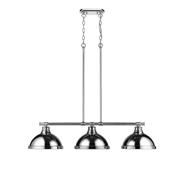 Golden Lighting Duncan 300-Watt 3-Light Chrome Pendant Light with Steel Shade