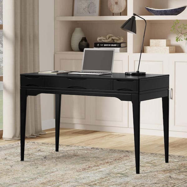 Harper 48 in. Wide Solid Hardwood Small Writing Desk in Black