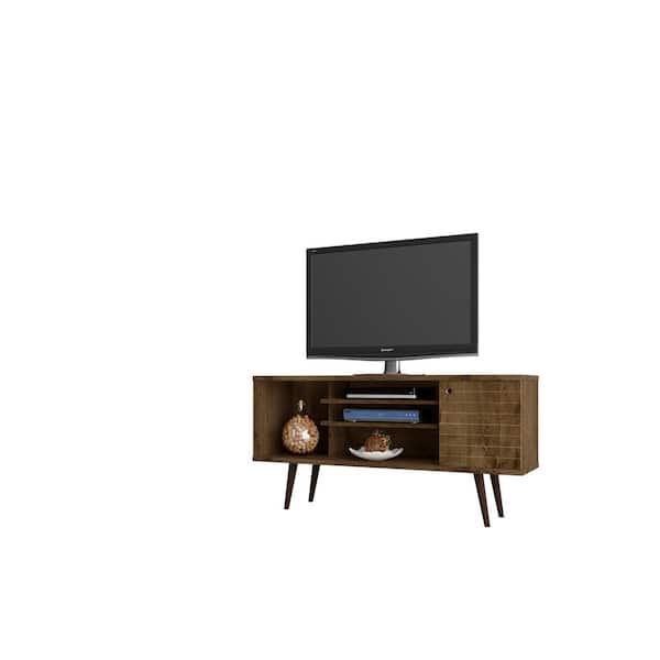 Manhattan Comfort Liberty 53 in. Rustic Brown Composite TV Stand Fits TVs Up to 50 in. with Storage Doors