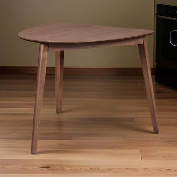 Benjara Mid Century 31.5 in. Walnut Brown Triangle Wood Corner Table with Grain Details