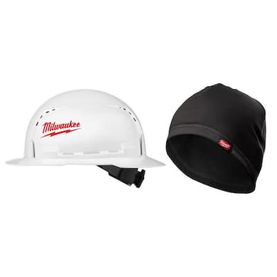 BOLT White Type 1 Class C Full Brim Vented Hard Hat with Workskin Mid-Weight Hard Hat Liner