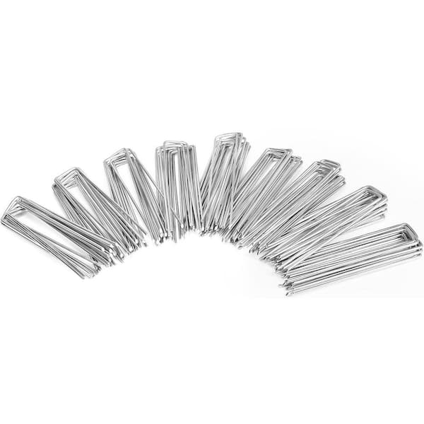 1 in. 240 Pack 6 Inch Galvanized Iron Steel Landscape Staples Heavy Duty 11 Gauge U-Shaped Garden Fence Ground Stakes