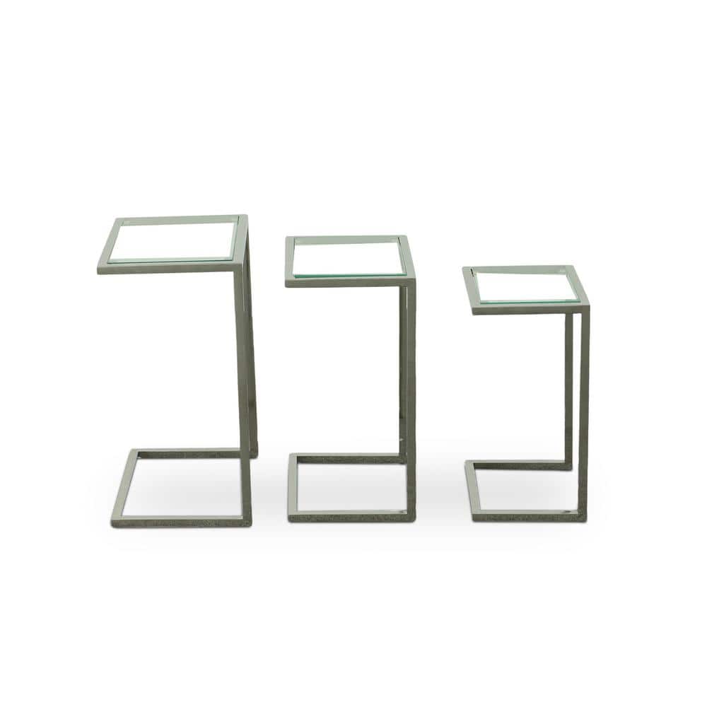 Addison Chrome and Clear Glass Nesting Table Set