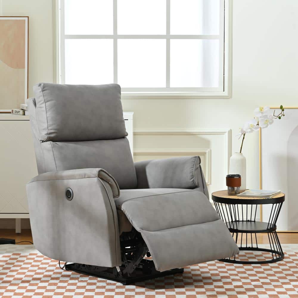 Merax Gray Polyester Electric Power Recliner with USB Ports for Small ...