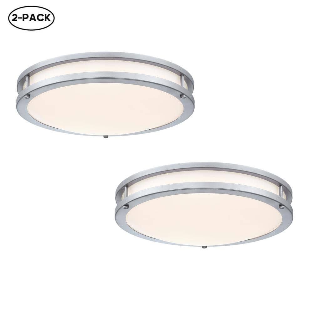 Hanz 16 in. Brush Nickel Selectable LED 3000K, 4000K, 5000K Flush Mount Ceiling Light(2-Pack) price history on PriceWatchPro