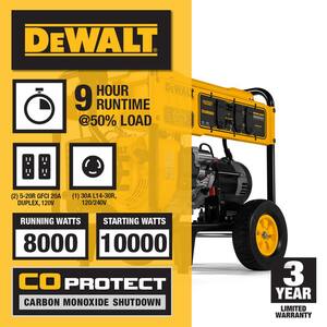 8000-Watt Electric Start Gas-Powered Portable Generator with Idle Control, GFCI Outlets and CO Protect