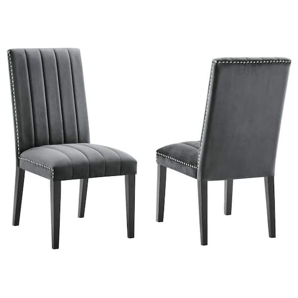 MODWAY Catalyst Gray Performance Velvet Dining Side Chairs (Set of 2)