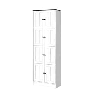 24.00 in. W x 12.80 in. D x 72.40 in. H White Linen Cabinet with 4-Doors and 4-Shelves