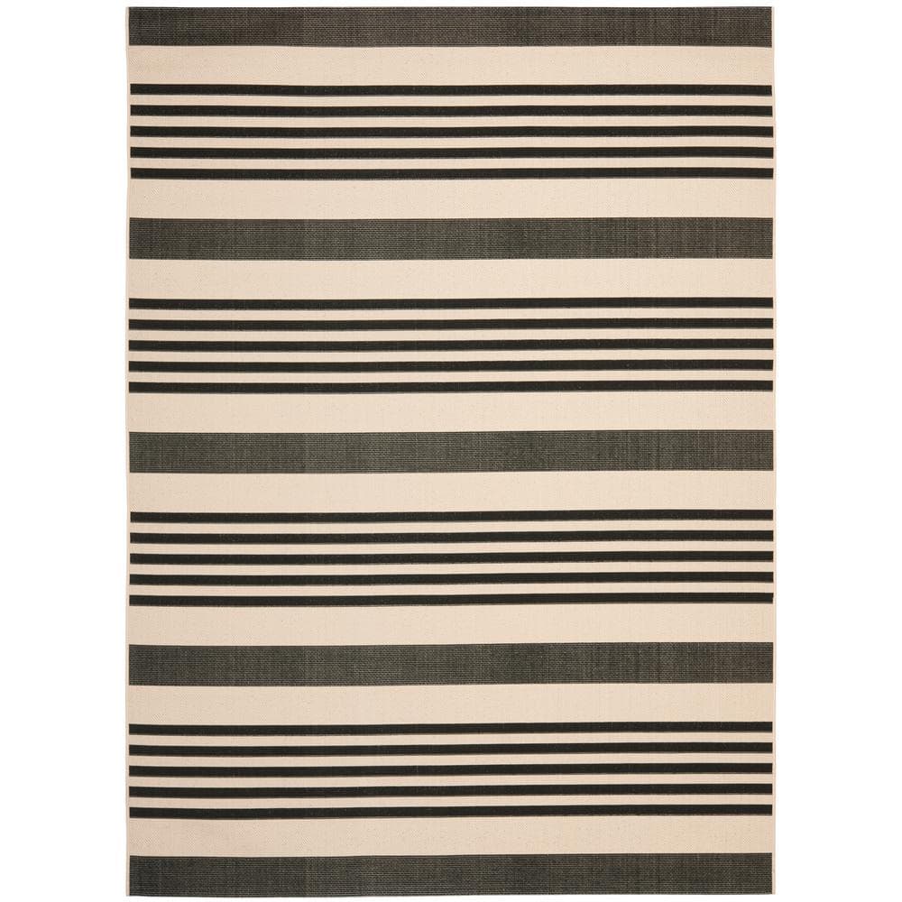 Courtyard Black/Bone 9 ft. x 12 ft. Striped Indoor/Outdoor Patio  Area Rug price history on PriceWatchPro