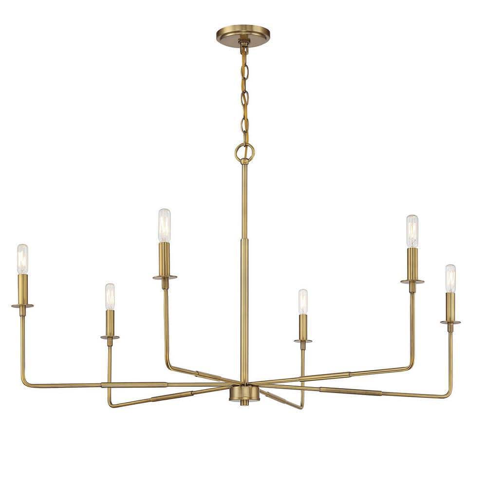 Salerno Warm Brass 6-Light Rustic Charm Chandelier
