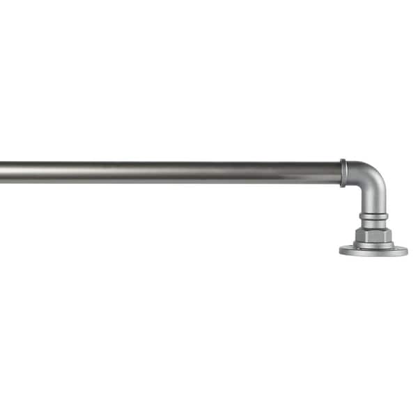 EXCLUSIVE HOME Hyde 36 in. - 72 in. Adjustable Length 1 in. Single Wrap Around Curtain Rod Kit in Gunmetal