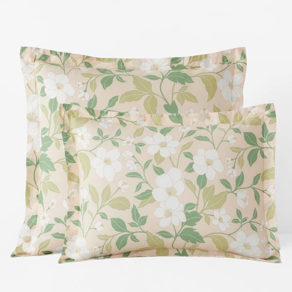 Company Cotton Clemencia Floral Peach Blossom Cotton Percale Standard Sham